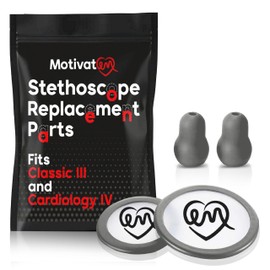 MotivatEM Stethoscope Replacement Part Kit for Littman Stethoscope Classic 3, Cardiology 3 & Cardiology 4 - Fits Classic III, Cardiology III & IV (Grey)