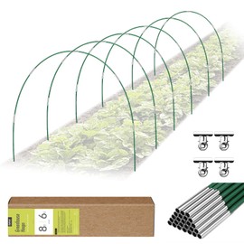 36 PCS Garden Hoops for Raised Beds, Rifny 6 Sets Greenhouse Hoops Kit of 8 FT Long Grow Tunnel, Rust-Free Fiberglass Garden Support Poles for Insect Mesh Netting Freeze Plant Cover (Green)