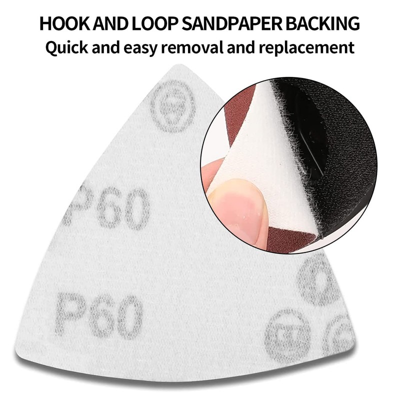 200pcs 80mm Triangle Sanding Pads Hook and Loop Grit 40/60/80/100/120/180/240