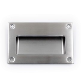 2-Pack Concealed Recessed Pulls Handles - 5" x 3-1/4", Brushed Nickel, Rectangular Hidden Flush Pulls for Drawers Cupboards Cabinet Closet Doors, GMS128