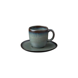Villeroy & Boch like. by Lave Gris 190 ml Coffee Cup and Saucer Set for 1, Stoneware Pottery Collection, Grey