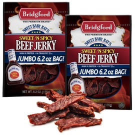 Bridgford Sweet Baby Ray’s Beef Jerky Sweet N Spicy 6.2 oz Pack of 2 - High Protein Sweetened Spicy Beef Jerky for Your Dietary Preference - Ready-to-Eat Snacks for On-the-Go Snacking