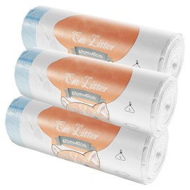 FwQoFvk 60 Count Cat Litter Box Liners, 3.15Mil Extra Thick Large Drawstring Cat Litter Bags, Tear Resistant Cat Litter Liners, Pet Garbage Bags for Self Cleaning Litter Box (67x40cm)