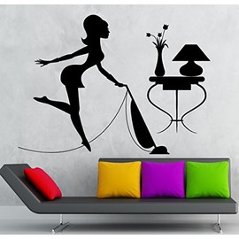 Wall Stickers Housewife Cleaning Cleaner Woman Maid Vacuums Vinyl Decal (ig2389)
