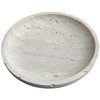 Natural Travertine Round Decorative Tray - 8-inch Beige Stone Vanity