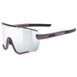 uvex Anti-Fog, Narrow fit Sports Sunglasses for Cycling/Running with UV Protection & Interchangeable Lens System, for Women & Men, Sportstyle 236 S Set, Plum Black mat/Silver, one Size