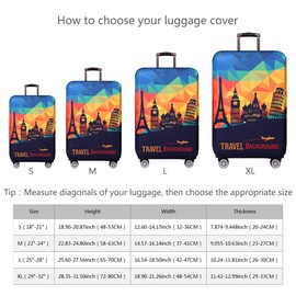 TRAVEL KIN Luggage Cover, Washable Travel Gear Protection, 18/24/28/32 Inch Suitcase Spandex Cover (L(25"-28") European Attractions)