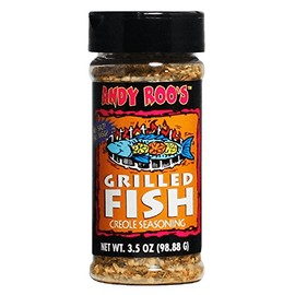 Andy Roo's Salt-Free Grilled Fish Creole Seasoning, 3.5 Ounce Shaker (Salt-Free, No MSG, All Natural Blend)