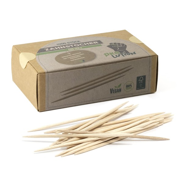 Ökolution Natural Birch Wood Toothpicks, Pack of 1000, Loose, Approx. 6.5 cm, Made from Sustainable FSC Wood, Environmentally Friendly Packaging