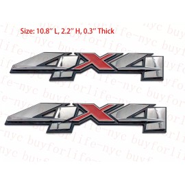Custom Auto 4X4 2PC  Chrome Red 3D 4x4 Bed Rear Emblem Badge Decal Fit Silverado GMC Sierra