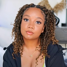 LIYATE Goddess Locs Crochet Hair 12 Inch 6 Packs Faux Locs Crochet Hair for Black Women Pre Looped Soft River Locs Crochet Braids with Curly Hair Bohemian Hippie Locs Hair Extensions(T1B/27)