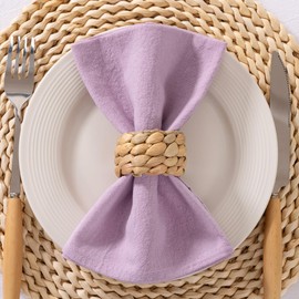 LINXTAR Cloth Napkins Lilac Cotton Napkins Set of 4 17"x17" Washable Home Dinner Napkin Reusable Rustic Dinner Napkins for Wedding Party Banquet Baby Shower Decoration