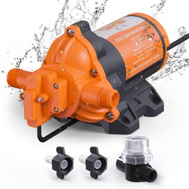 Cleartide DC Diaphragm Water Pump, 12V, 3.3 GPM, 50 PSI, Self-Priming 10FT, Self-Diagnosis & Dry-Run Protection, Built-In Pressure Switch, Water Pressure Booster Pump for RV/Camper/Marine/Outdoor