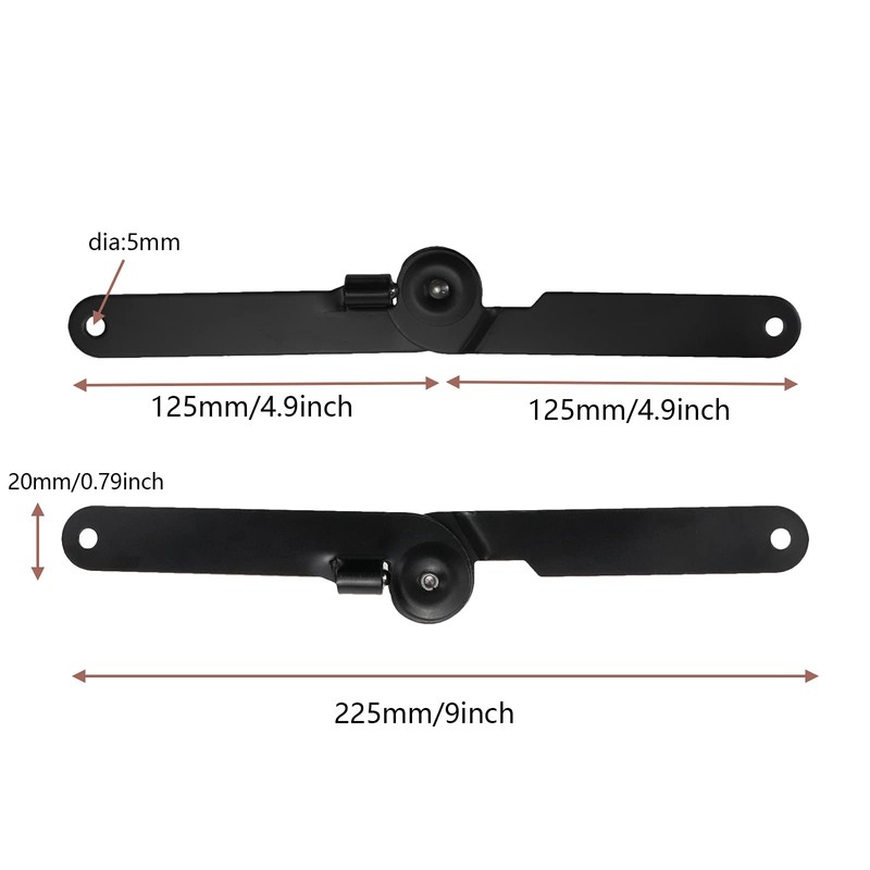 Savagrow 4pcs 180 Degree Rotatable Support Hinges Black 9" Folding