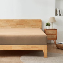 Alazuria Twin Size Fitted Sheet Only - 12" to 16" Deep Pockets - Ultra Soft & Breathable Bed Sheet - Hotel Quality Mattress Sheets (75" X 39", Beige)