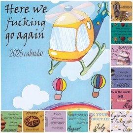 Here We Fxcking Go Again Calendar 2026 UK, 12 Monthly Wall Calendar Planner, Gag Gift for Friends, Funny Wall Calendars Family Organizer, 12 Month Planner Present for New Year (Helicopter)