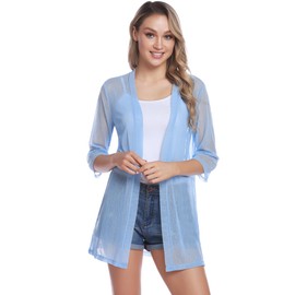 iClosam - Cárdigan para Mujer con Manga 3/4, Manzana Verde