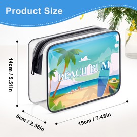 PVC Beach Bag Beach Lover Gifts Beach Gift for Women Girls Makeup Bag Summer Travel Gifts Vacation Organization Clear Toiletry Pouch Beach Themed Gift for Sister Friends Bestie Cosmetic Bag
