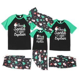IFFEI Family Christmas Pajamas Matching Sets Letter Print Short Sleeve Top and Pj Pants Holiday Sleepwear Cute Jammies 3-6 Months Green-black