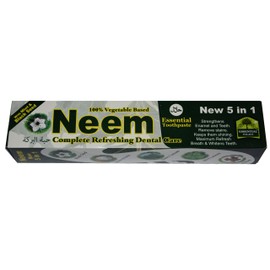 Neem 5 in 1 Active Formula Toothpaste 6.5 oz with Mint. 100% Vegetable Base.