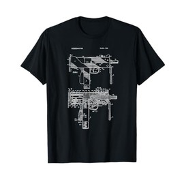 Vintage MAC-10 Uzi Blueprint Shirt - Machine Gun Drawing Tee T-Shirt