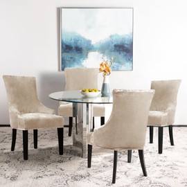 Lellen Stretch Wingback Chair Cover Slipcover - Reusable Wingback Side Chair Slipcover,Dining Chair Covers,Arm Protector Seat Covers for Dining Room Banquet Home Decor (Taupe, 2PC)