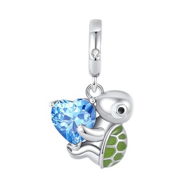BEEUVIP Turtle hugging heart Charm 925 Sterling Silver Bead for Charm Bracelets and Necklaces,Jewelry Gifts Women