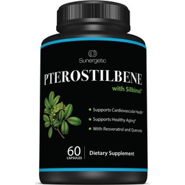 Premium Pterostilbene Supplement – Pterostilbene with Resveratrol & Quercetin – Supports Healthy Aging – Natural Source Pterostilbene 100mg per Serving – 60 Capsules