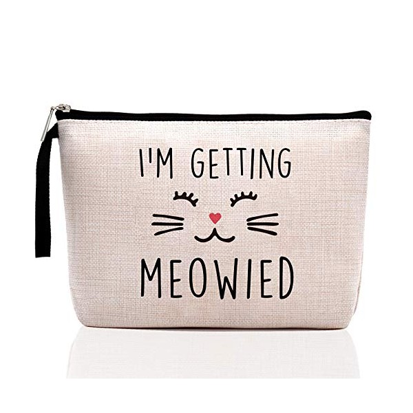Engagement Gifts for Women, Unique Wedding Gift Idea for Fiancee, Bride, Bridal Shower Gifts, Bachelorette Party Gifts for Bride-I'm Getting Meowied- Makeup Bag