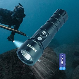 XTAR D26 1100 Lumen Scuba Diving Flashlight Dive Torch with 5 Degrees Narrow Beam,Waterproof Underwater 100 Meter Submarine Lights for Under Water Deep Sea Cave Spearfishing at Night (Full Set)