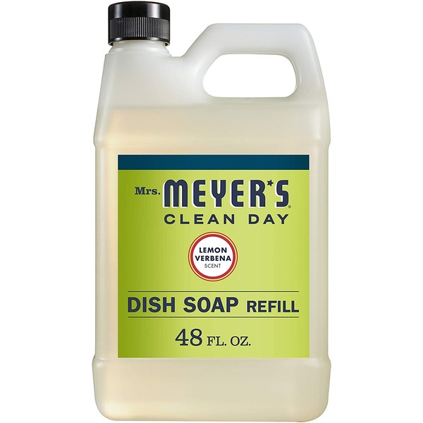Mrs. Meyer's Clean Day Liquid Dish Soap Refill, Cruelty Free Formula, Lemon Verbena Scent, 48 oz