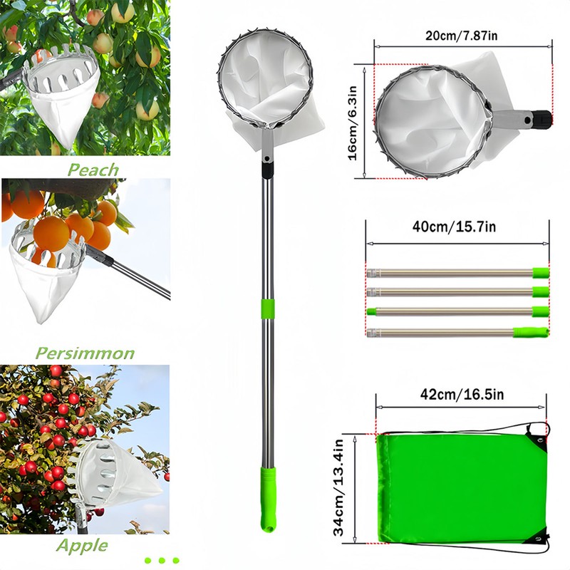 Fruit Picker Length Adjustable Stainless Steel Lemon Orange Pear Picker