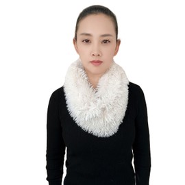 Lina & Lily Shaggy Faux Poodle Fur Women's Fall Winter Infinity Scarf Neck Warmer (Cream)