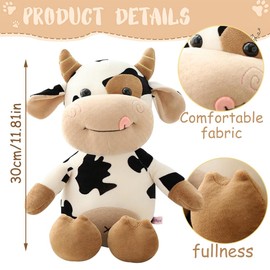 RFJYGWQM Plush Cow Toy, Cow Soft Toy Plush, Dairy Cow Plush Cow Super Soft Animal Stuffed Plush Toy Cartoon Cow Doll Sleeping Companion Plush Toy Home Decoration Gift For Kids Adults, 30cm