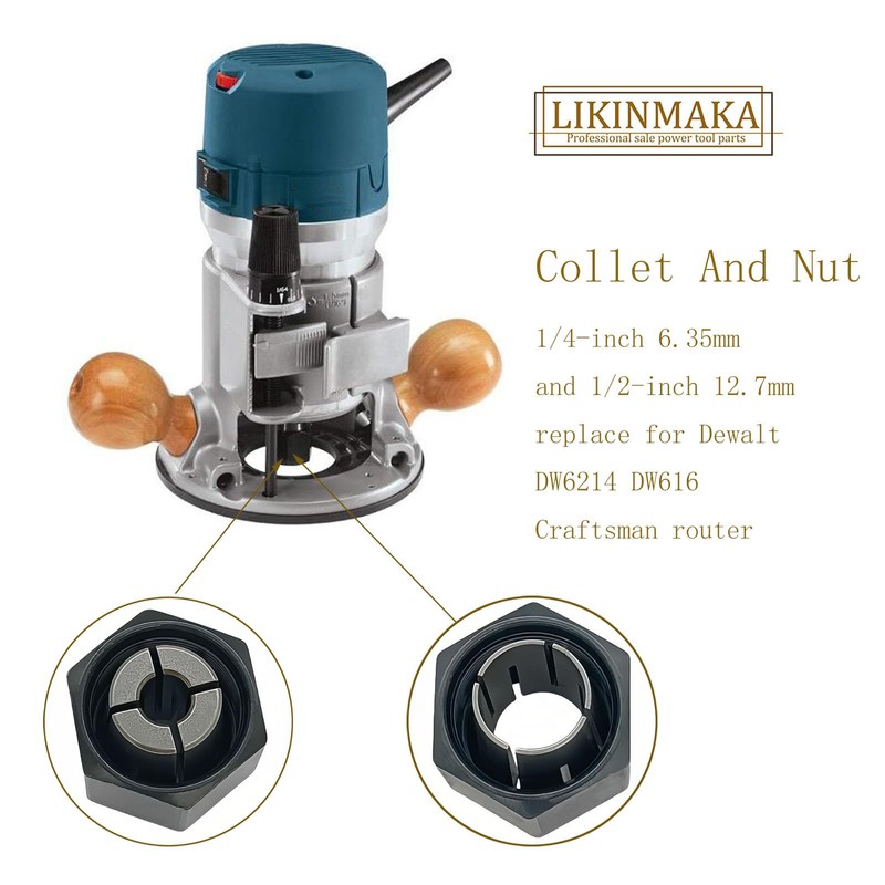 (1/​​2-inch) 12.7mm and（1/4-inch 6.35mm Collet Chuck and Nut Replace for