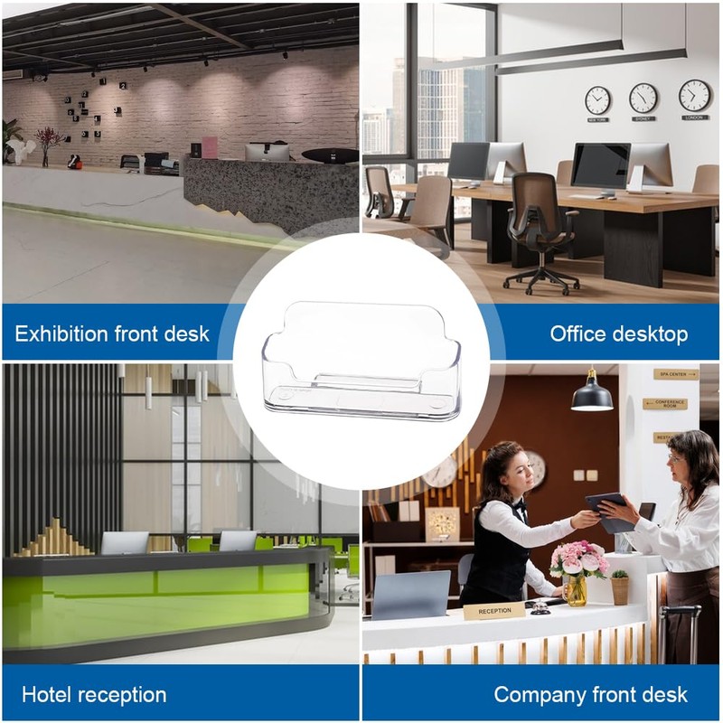 Riisoyu Pack of 10 Acrylic Business Card Holders, Transparent Acrylic