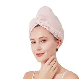 Cotton Twist & Wrap Hair Towel - Fast Drying Ultra absorbant for All Hair Types and Lengths (Light Pink, One Size)