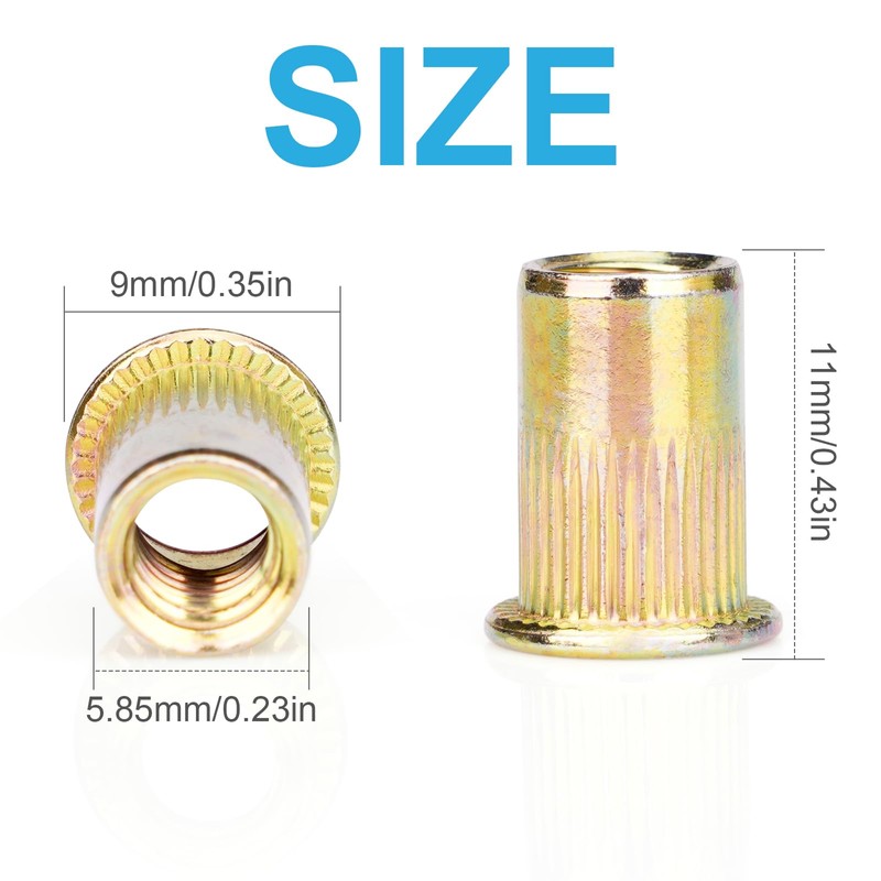 Vmuter Rivet Nuts, 100Pcs M5 Rivet Nuts,Zinc Plated Finish Carbon