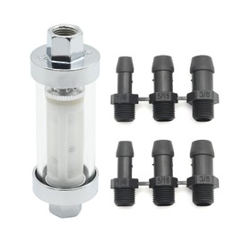 Hoypeyfiy Universal Metal Glass Fuel Filter 3/8 Inch 1/4 Inch 5/16 Inch Connectors, Replacement for 9706 Fuel Filter, with Connectors Fuel Filter Kit