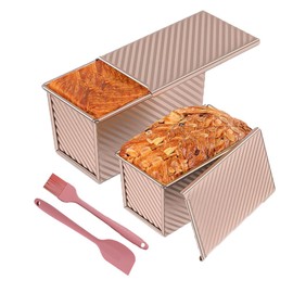 ZGNGLIZ Pack of 4 Bread Baking Moulds Toast Bread Baking Mould, Non-Stick Bread Toast Mould with Lid, 550 g Dough, Easy to Release and Clean Bread Baking Mould for Handmade Bread Toast