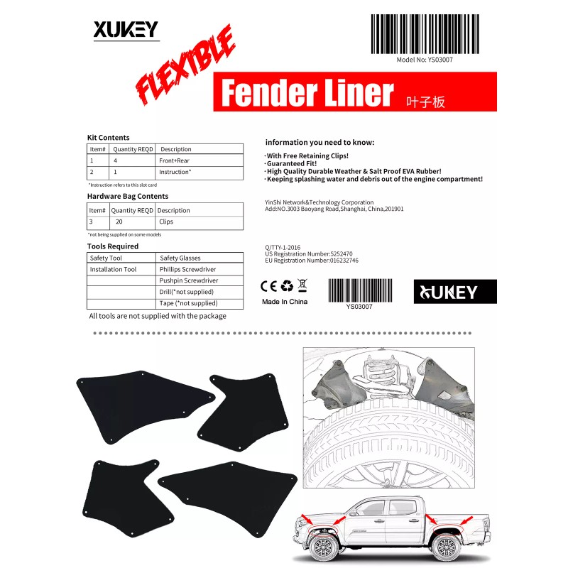 Xukey Splash Guards For Toyota Tacoma 2005-2020 Fender Mud Flaps