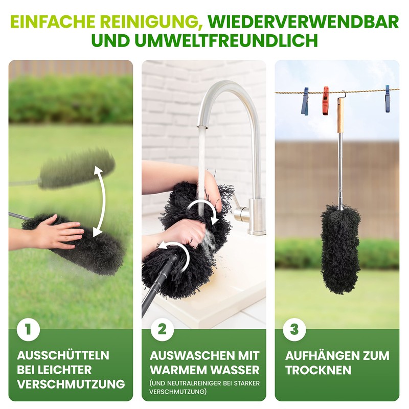 BAMBUA Telescopic Duster - Effective Dust Catcher with Special Microfibre