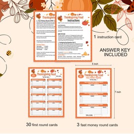 Xenseou Thanksgiving Feud Game, Fun Thanksgiving Party Games, Thanksgiving Games for Adults, Family Feud Quiz Holiday Games for Groups WSJ-TXSC01
