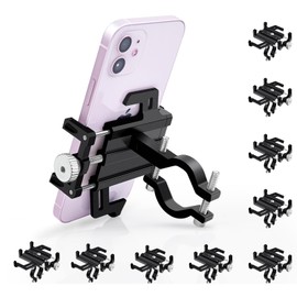 NineLeaft 9PK Bike Motorcycle Phone Mount, Aluminum Bicycle Phone Holder, Bicycle Handlebar Cell Phone Holder, Bicycle Phone Mount with Soft Cushion & Adjustable Clip Compatible with 2.2''-3.7'' Phone