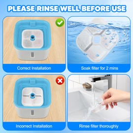 Sannofair Square Cat Water Fountain Filters, 6 Pieces Set Pack of 6 Replacement Filter Fit for 81oz/2.4L, 3 Filtration System for Catit Water Fountain Filter