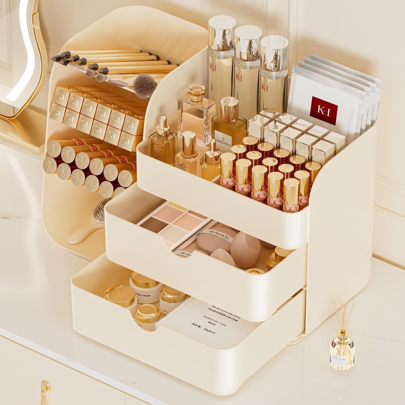 KQJS Makeup Organizer with Drawers,Large Capacity Countertop Organizer for Vanity,Bathroom