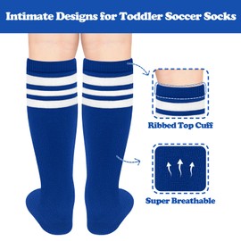 Toddler Blue Soccer Socks - Boys & Girls Size 4-6, Youth Socks for Kids