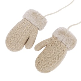 Faxianther Toddler Winter Warm Cozy Short Knitted Gloves Cozy Plush Lined Outdoor Short Full Finger Gloves Hands Warmer Mittens