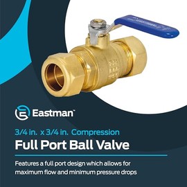 Eastman - Válvula de bola de compresión de 3/4 pulgadas, ajuste de fontanería de latón, 20097LF
