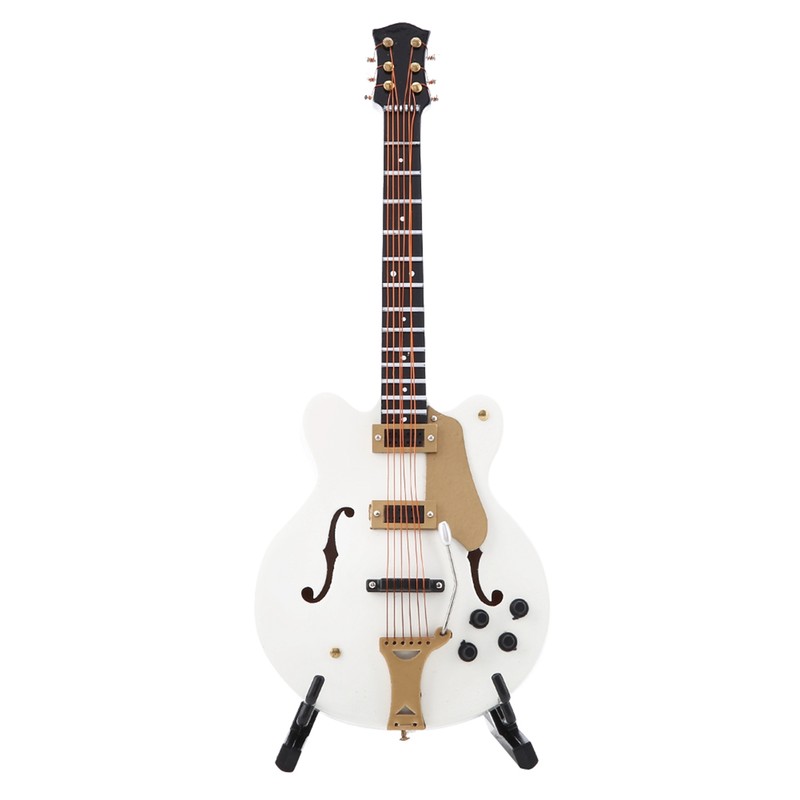 5.5in White Miniature Electric Guitar Replica with Box Instrument Model